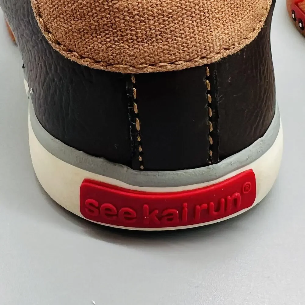 See Kai Run Shoes Boys 7 Brown Leather Car Design Hook Loop Strap Sneakers